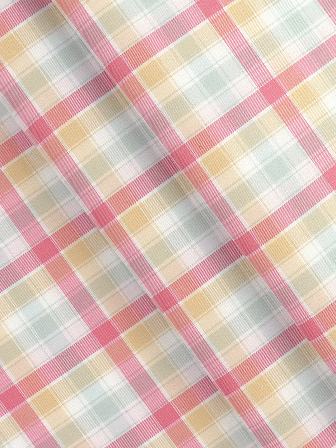 Men Giza Cotton Blend Checked Shirt Fabric Light Pink Cascade