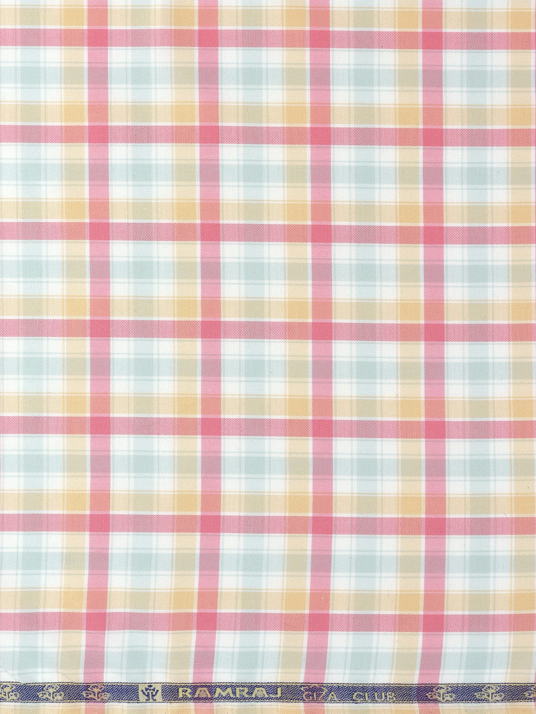 Men Giza Cotton Blend Checked Shirt Fabric Light Pink Cascade