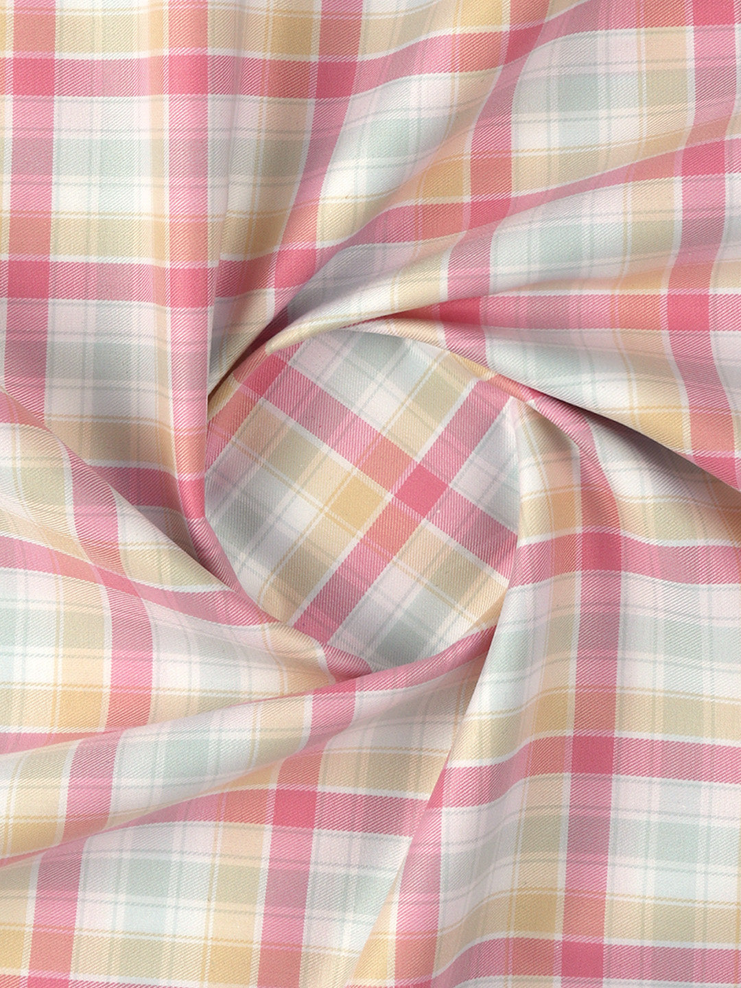 Men Giza Cotton Blend Checked Shirt Fabric Light Pink Cascade