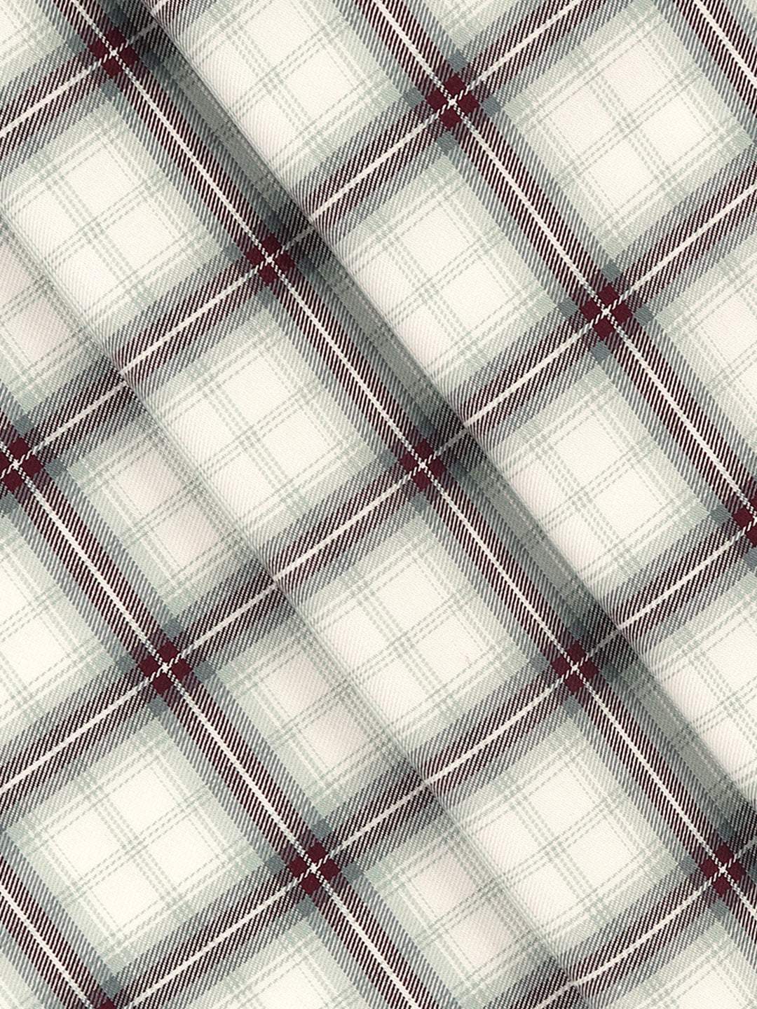 Men Giza Cotton Blend Checked Shirt Fabric White with Green Cascade