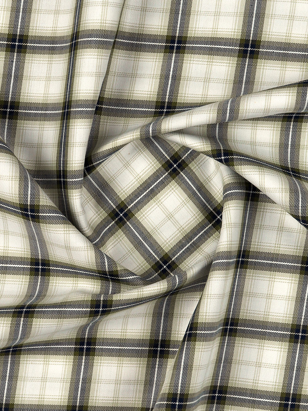 Giza Cotton Checked Shirt Fabric Light Green Cascade