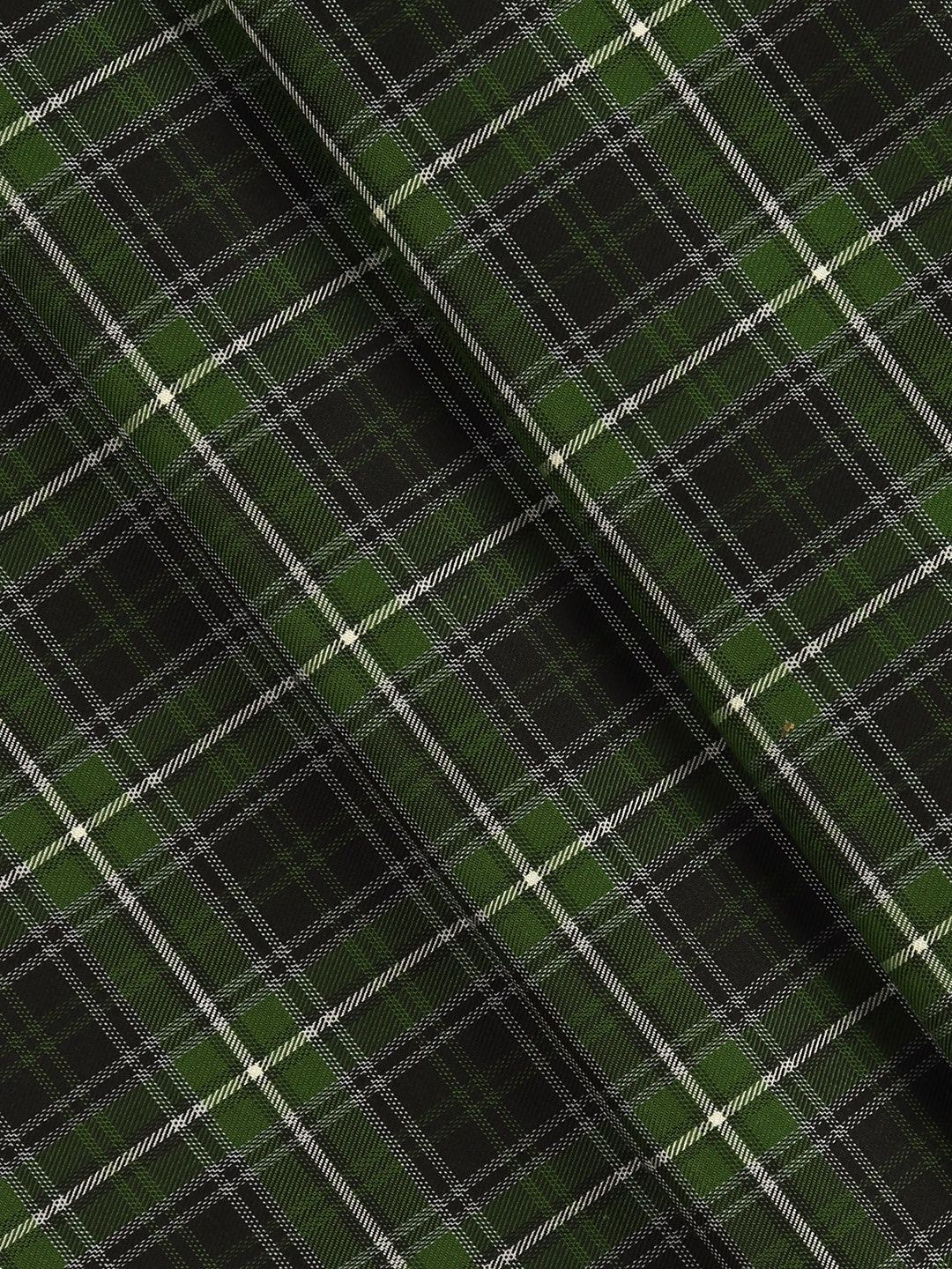 Giza Cotton Checked Shirt Fabric Green Cascade