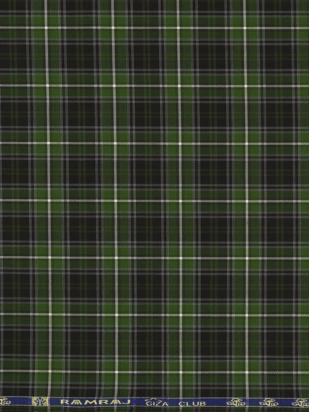 Giza Cotton Checked Shirt Fabric Green Cascade