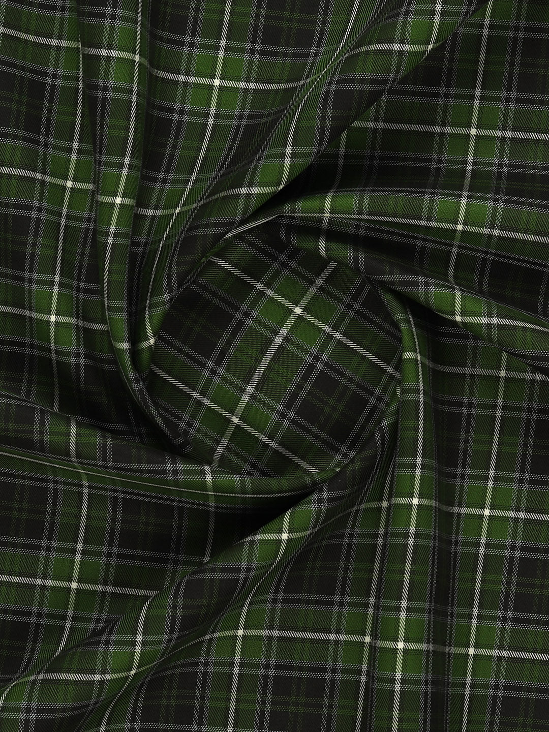 Giza Cotton Checked Shirt Fabric Green Cascade