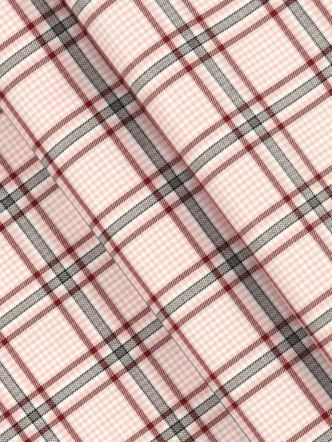 Men Giza Cotton Blend Checked Shirt Fabric Light Pink Cascade