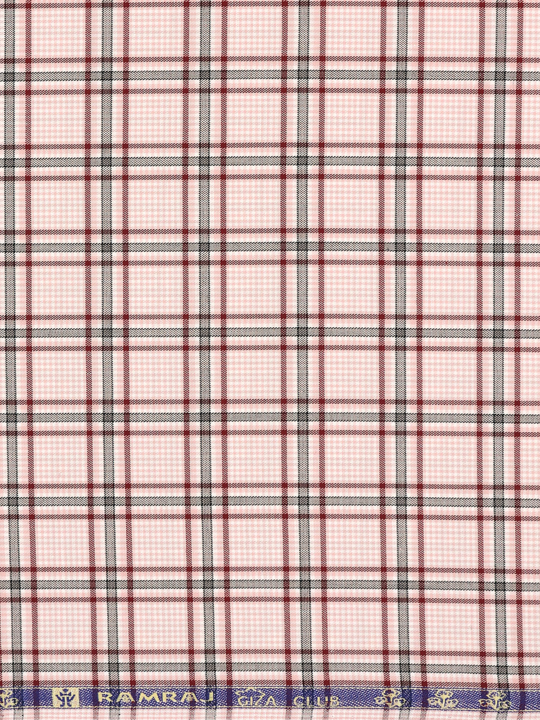 Men Giza Cotton Blend Checked Shirt Fabric Light Pink Cascade