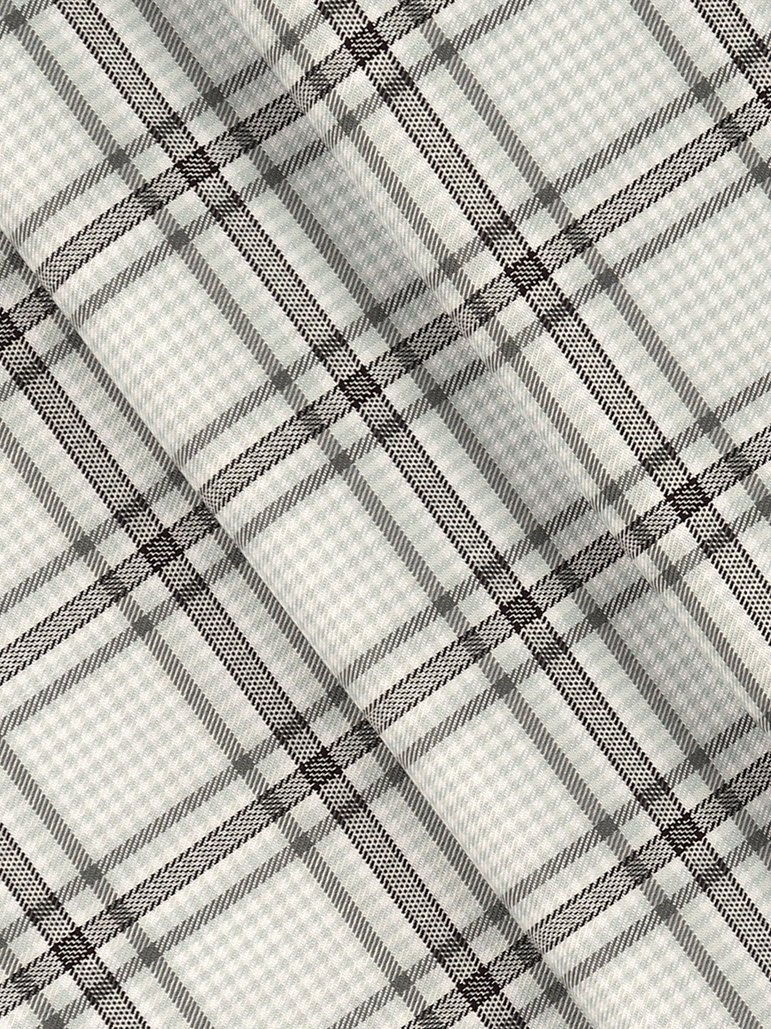 Giza Cotton Checked Shirt Fabric Grey Cascade