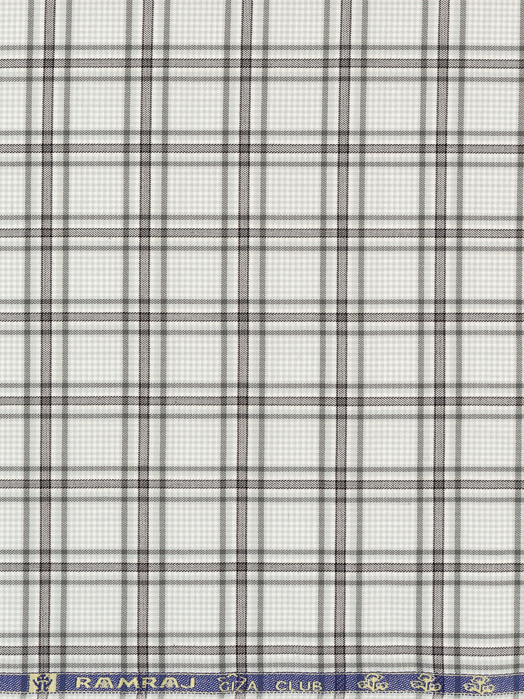 Giza Cotton Checked Shirt Fabric Grey Cascade