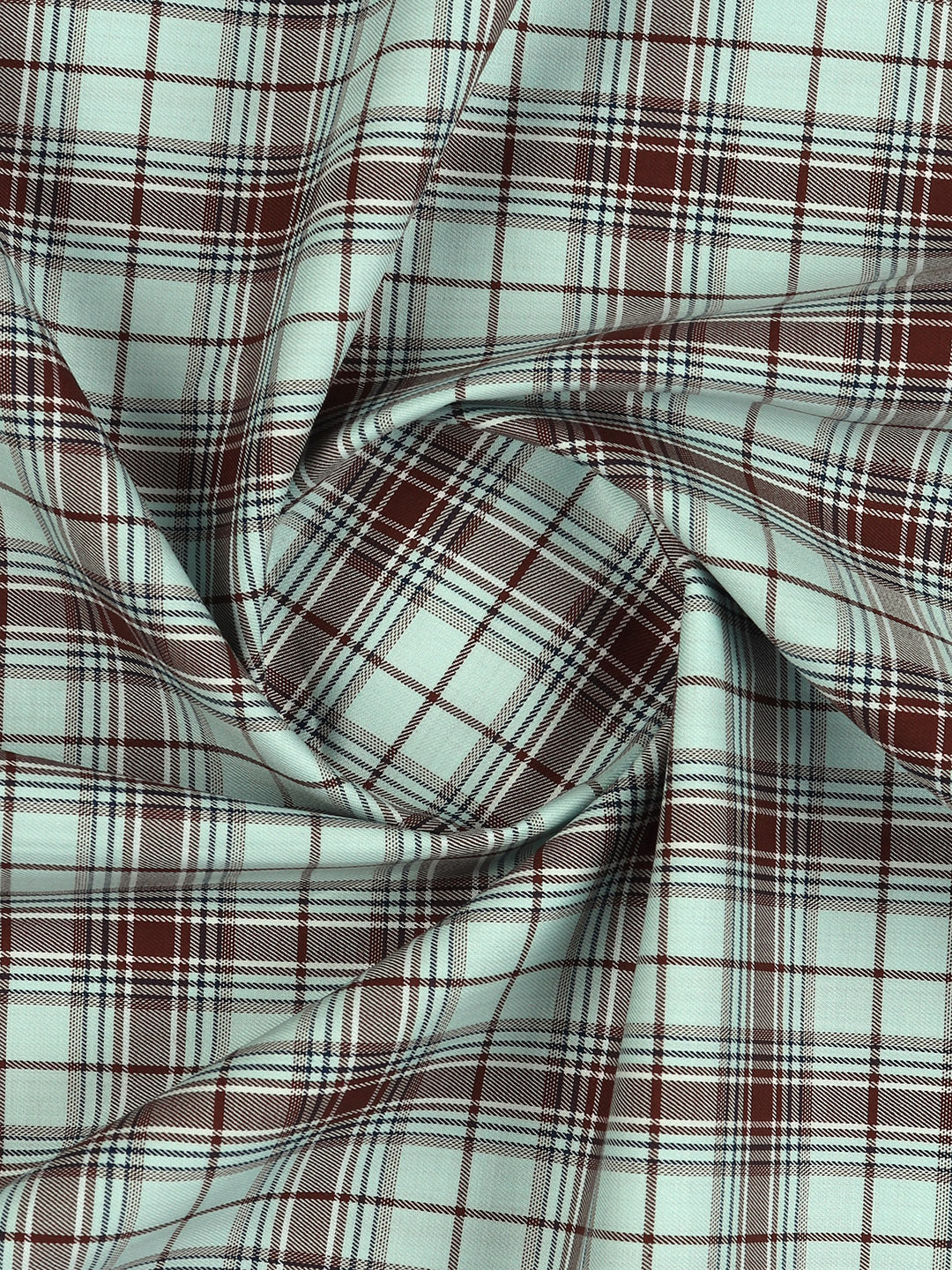 Men Giza Cotton Blend Checked Shirt Fabric Mint Green Cascade