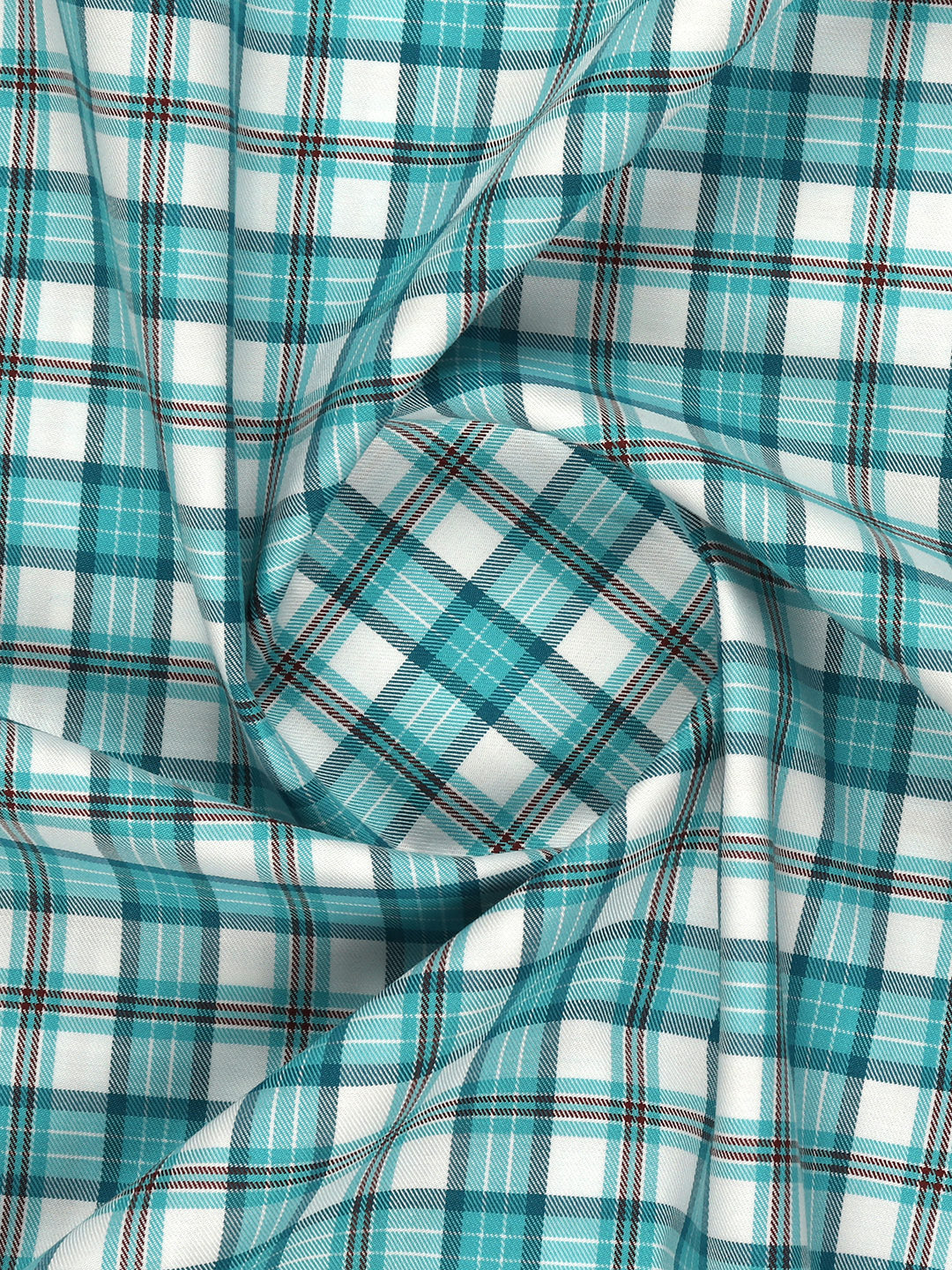Giza Cotton Checked Shirt Fabric Blue Cascade