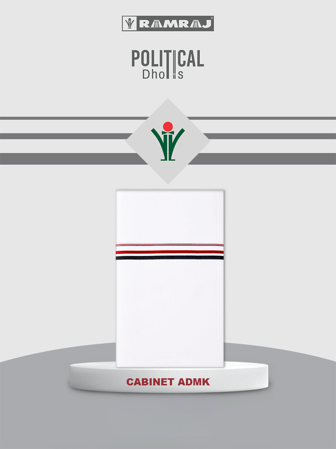 Double Layer 100% Cotton Political White Dhoti - Cabinet ADMK