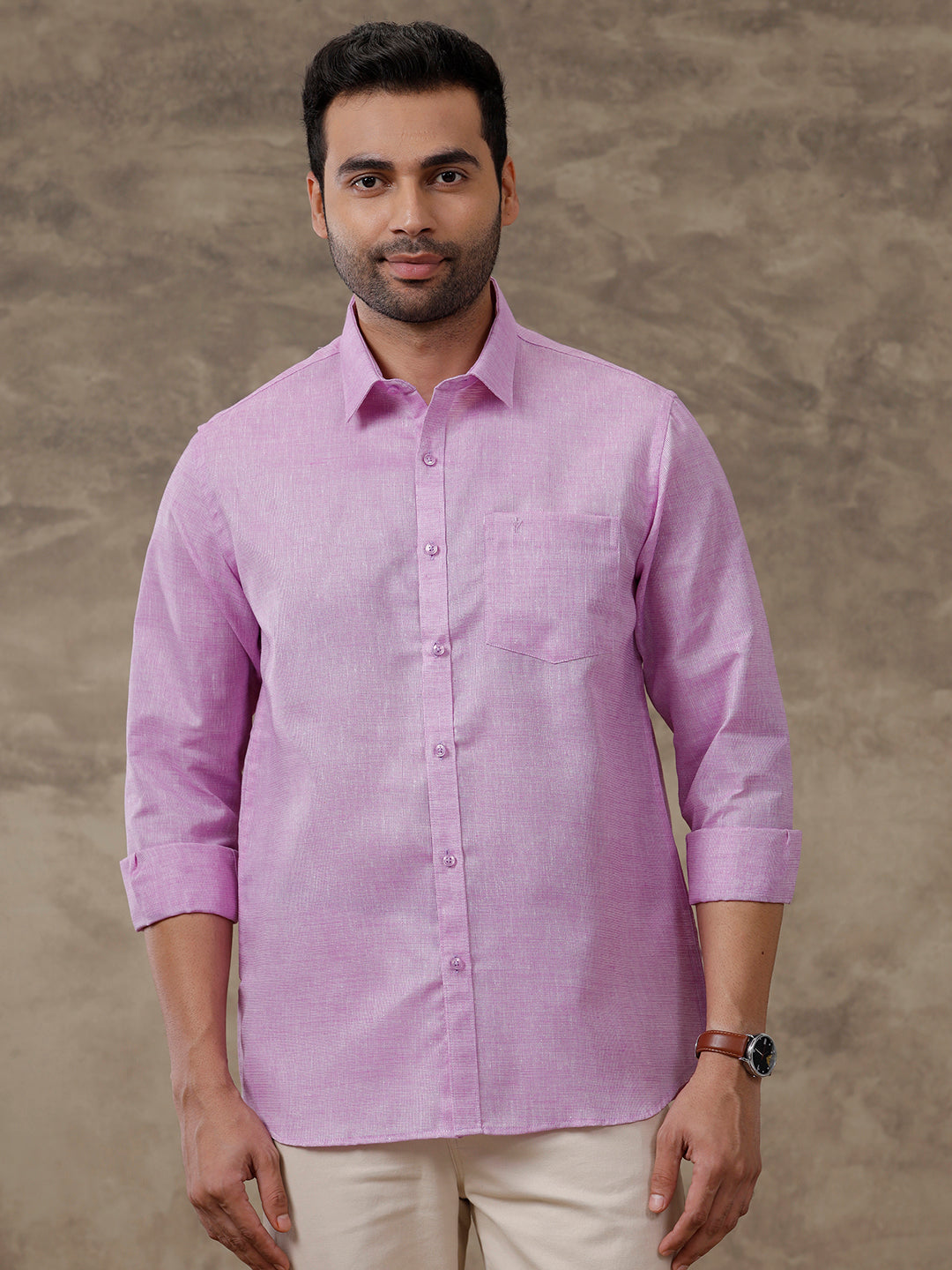 Men Cotton Blend Shirt Lavender T3 CV18