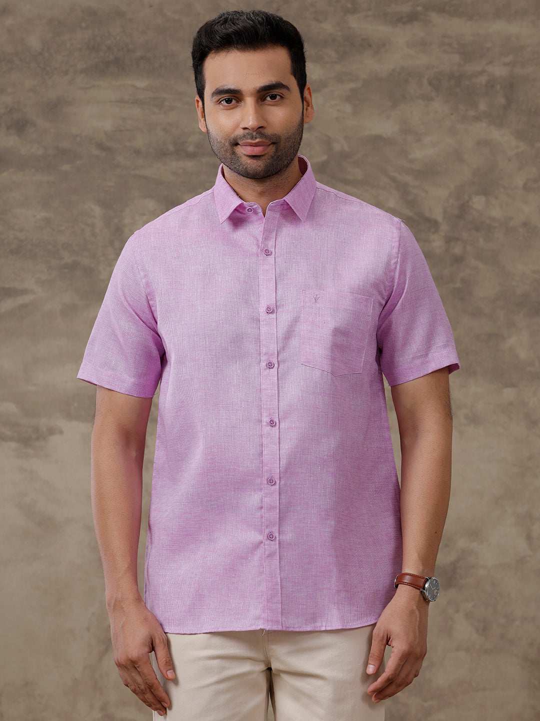 Men Cotton Blend Shirt Lavender T3 CV18