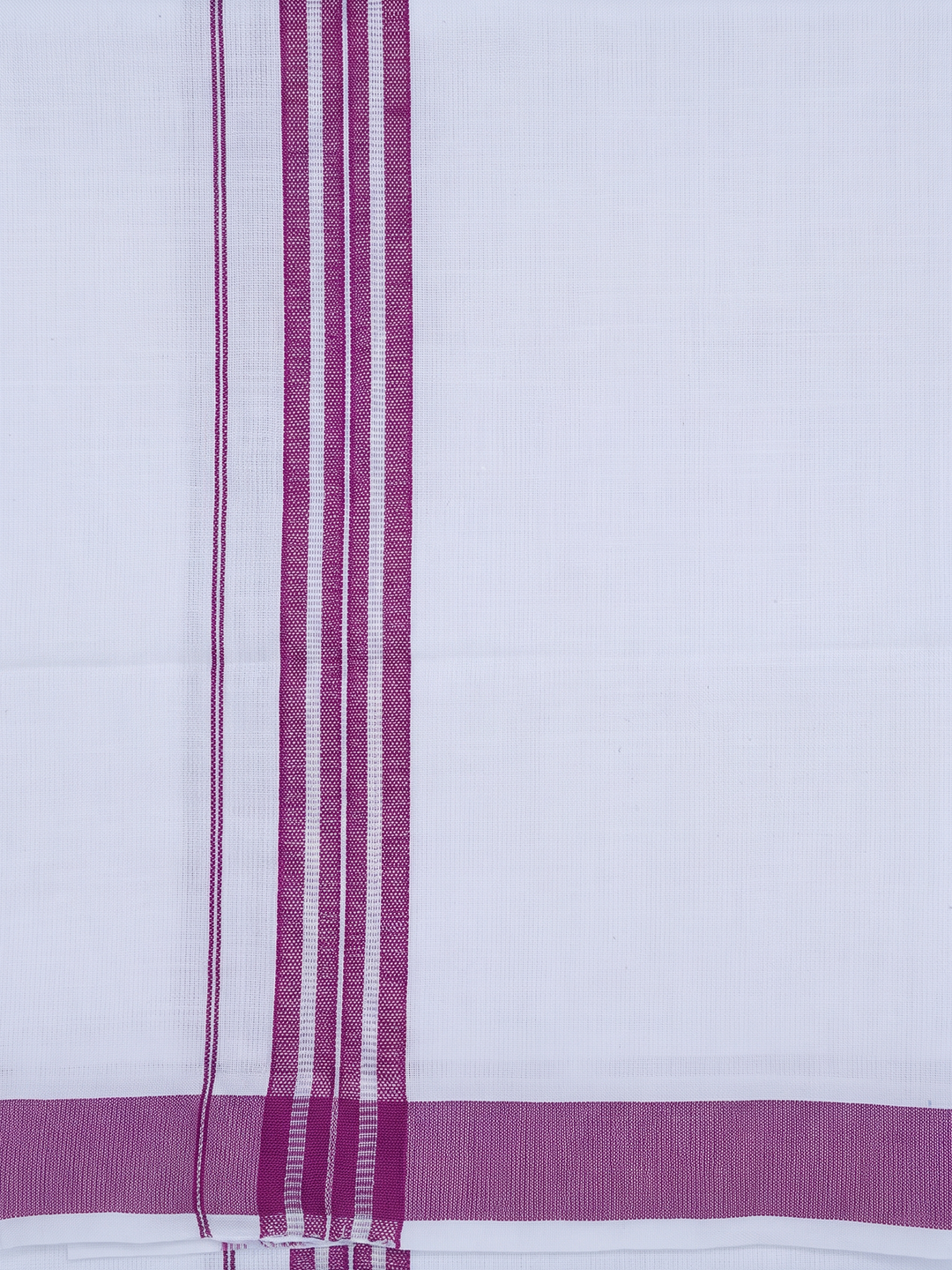 Single Layer 100% Cotton White Dhoti With Colour Jari Border YSF01