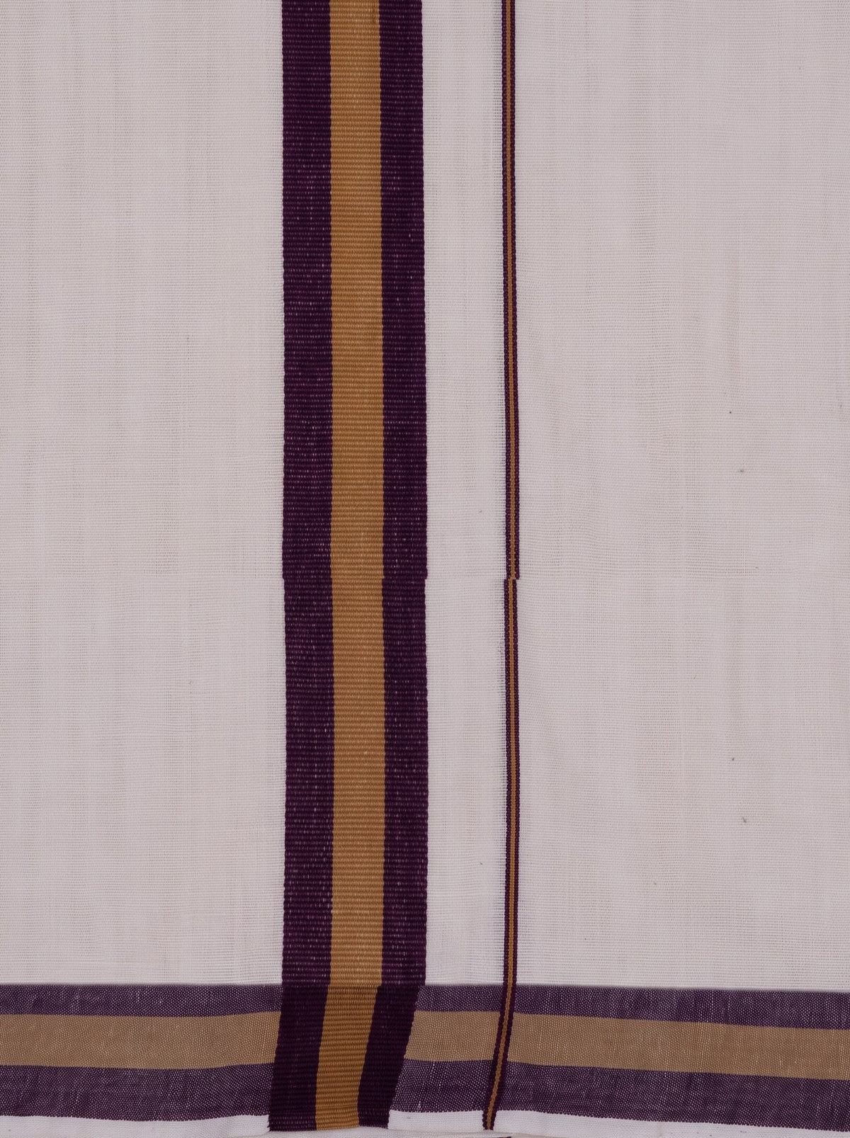 Double Layer Premium Handloom Cream Dhoti with Colour Border - HLM123