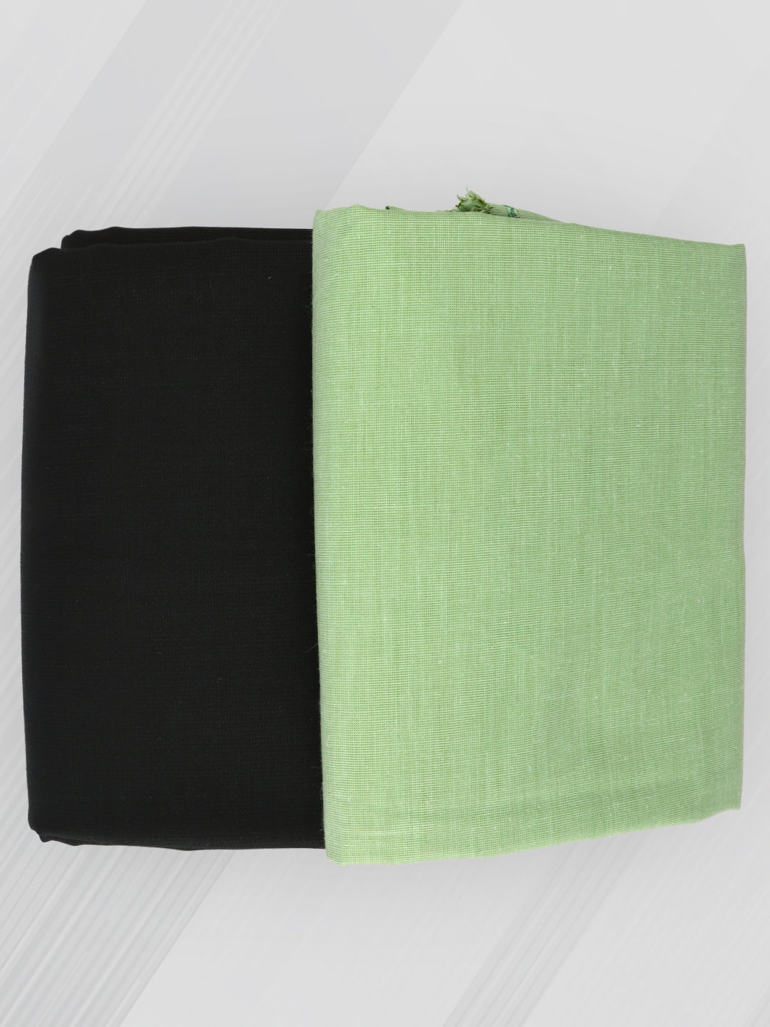 Men Cotton Plain Green Shirting & Black Suiting Gift Box DN119