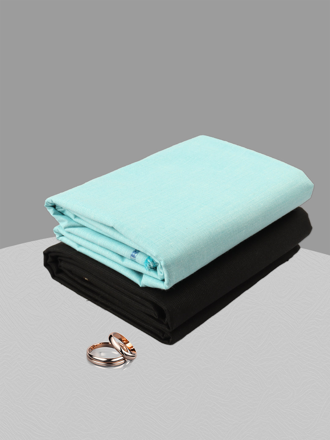 Men Cotton Plain Blue Shirting & Black Suiting Gift Box DN118