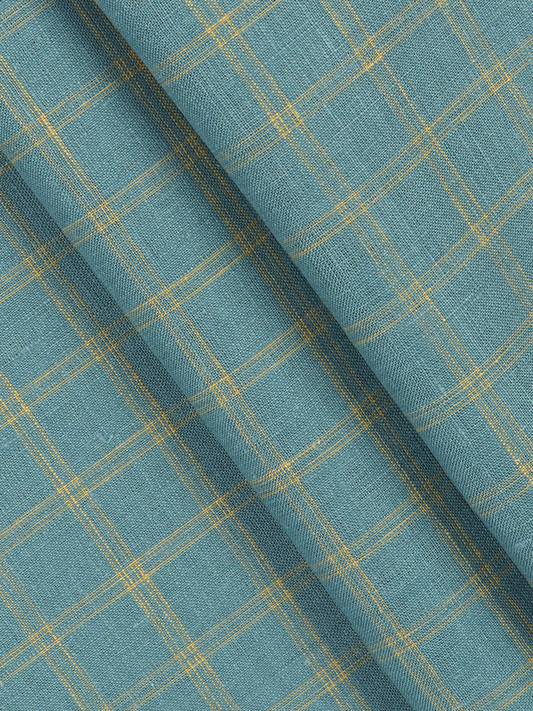 100% European Linen Blue Checked Shirt Fabric Park Elite