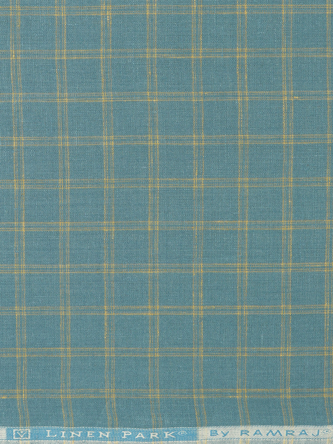 100% European Linen Blue Checked Shirt Fabric Park Elite