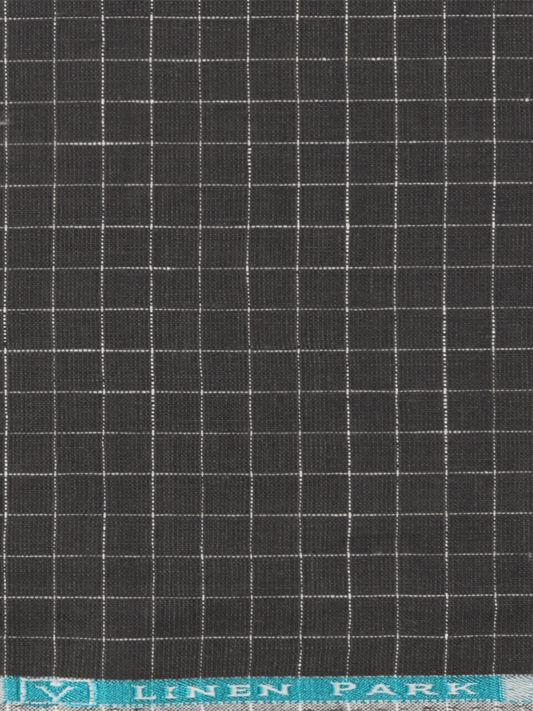Men's 100% European Linen Grey Checked Shirt Fabric Park Elite