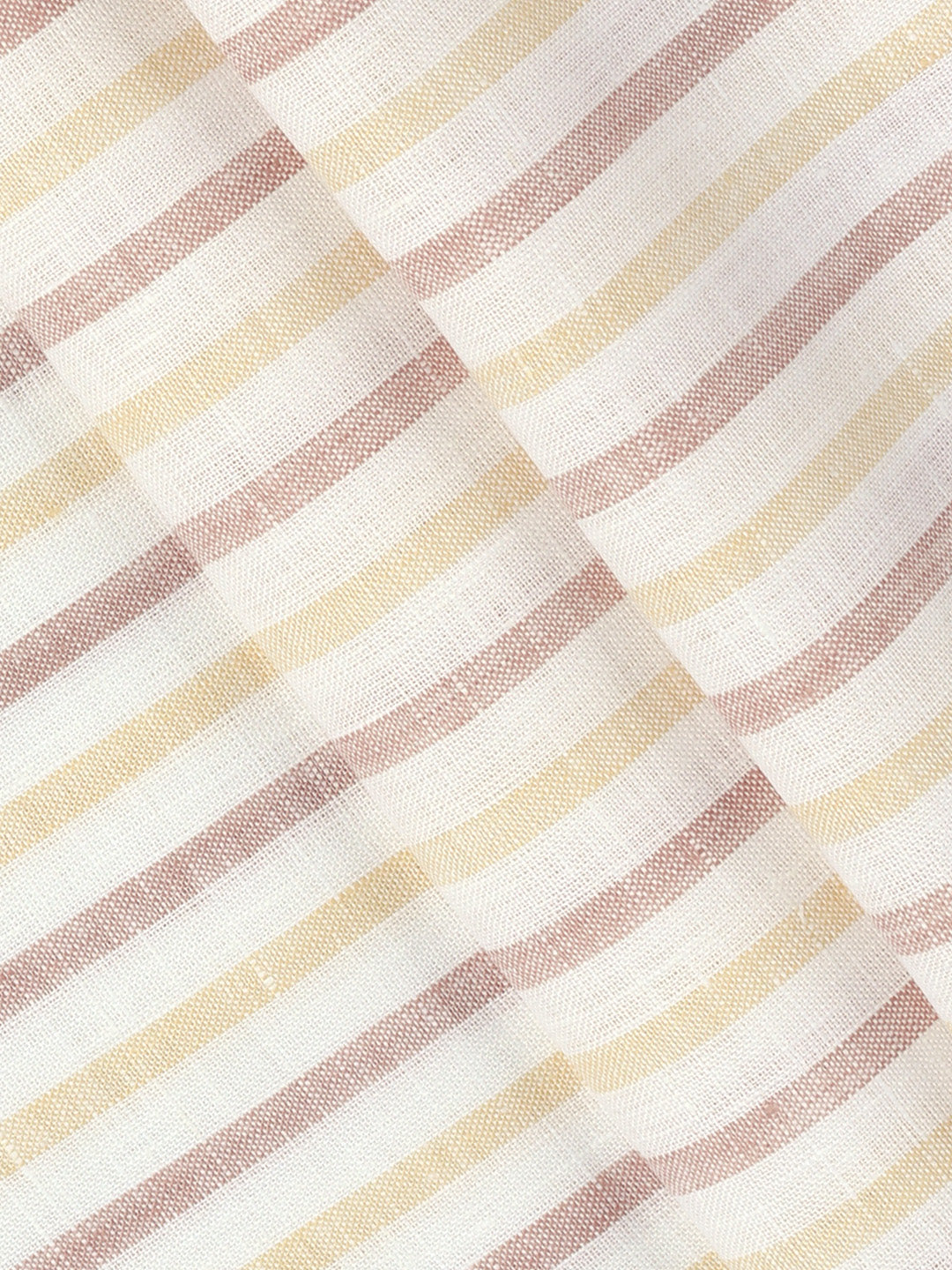 100% European Linen White with Brown Striped Shirt Fabric Park Elite