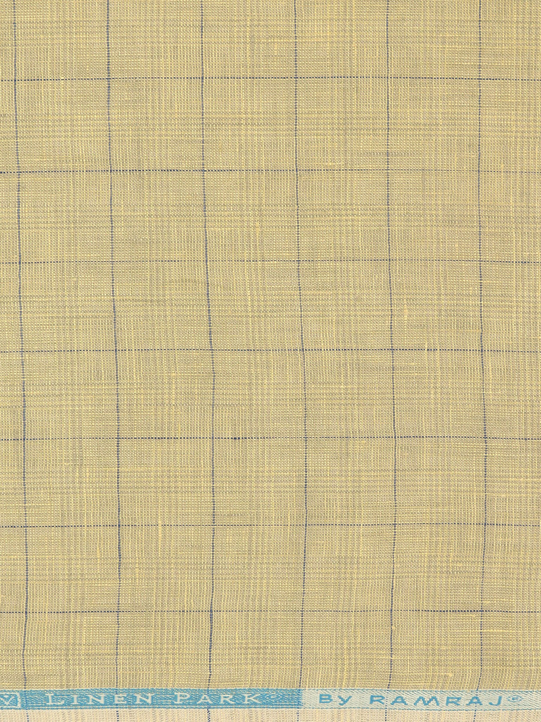 100% European Linen Mustard Checked Shirt Fabric Park Elite
