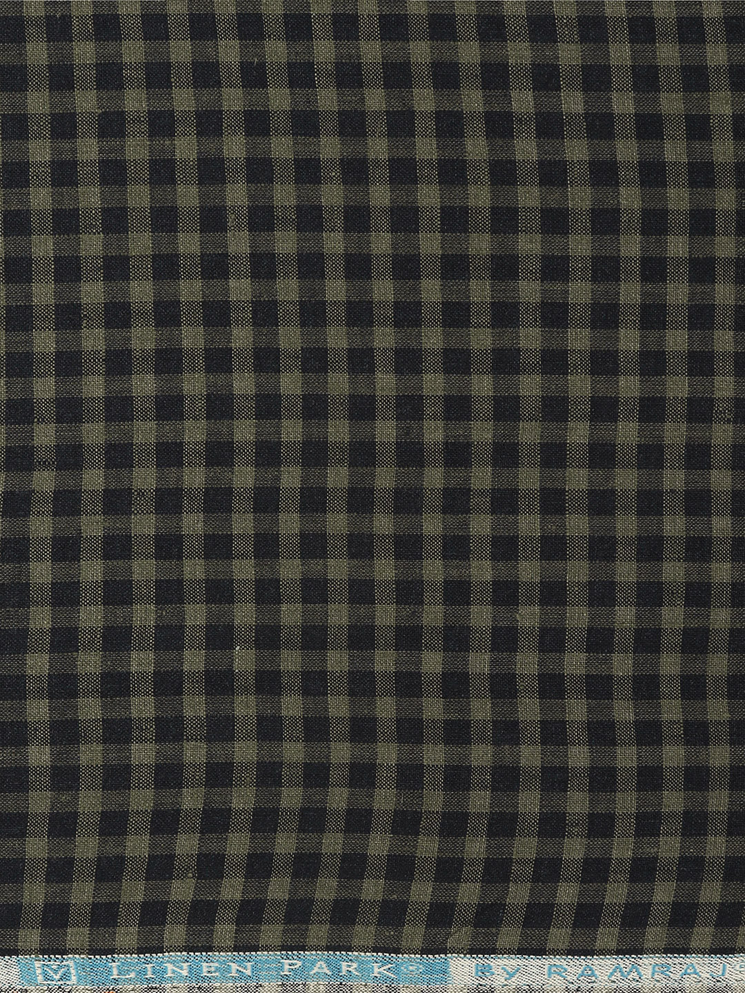 100% European Linen Navy Checked Shirt Fabric Park Elite
