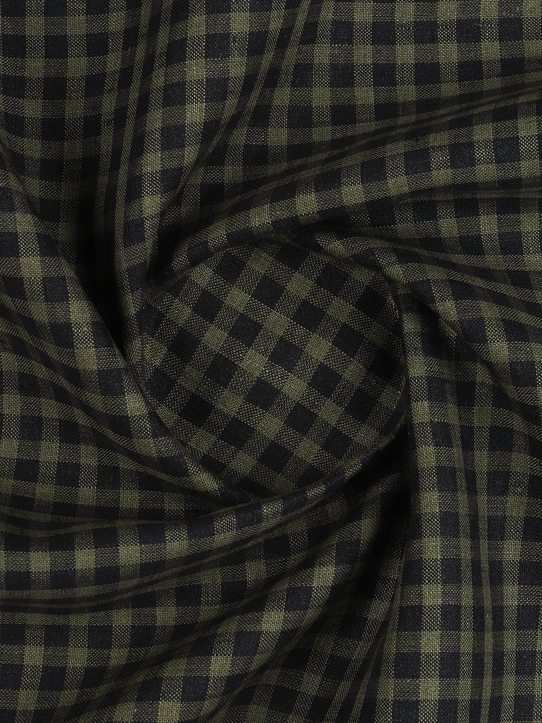 100% European Linen Navy Checked Shirt Fabric Park Elite