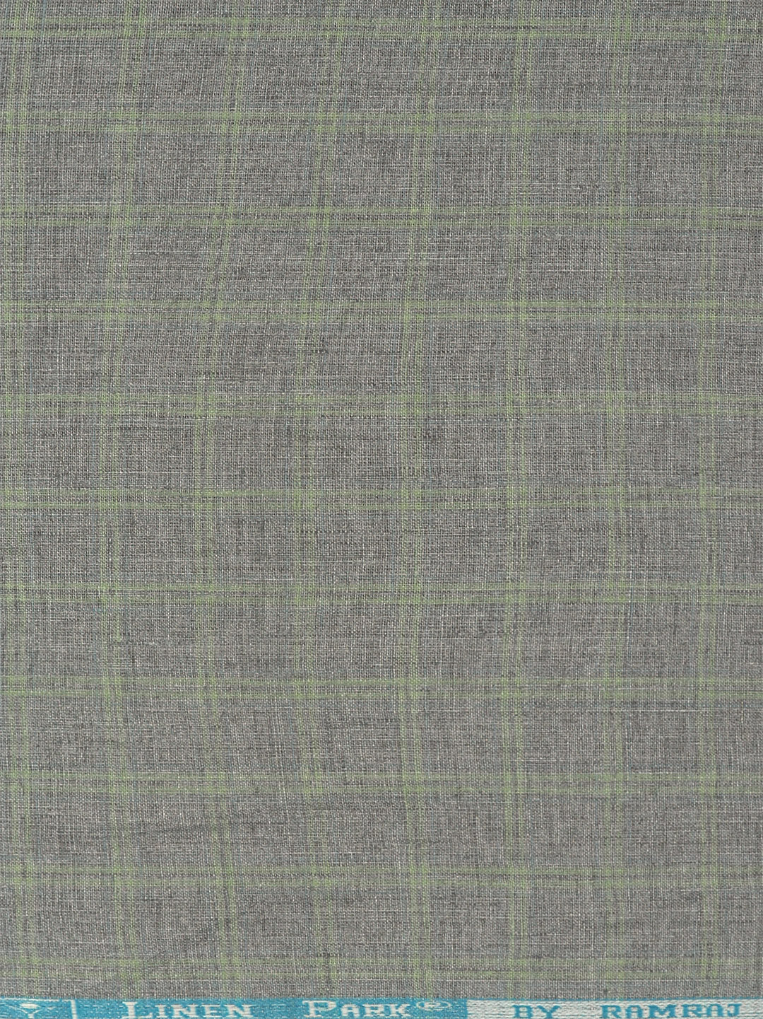 100% European Linen Grey Checked Shirt Fabric Park Elite