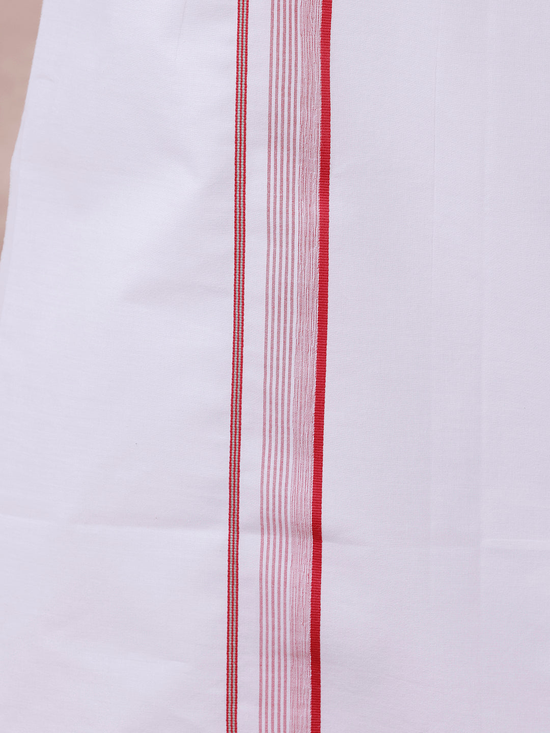 Men 100% Cotton Single Layer White Dhoti with Fancy Jari Border HW01
