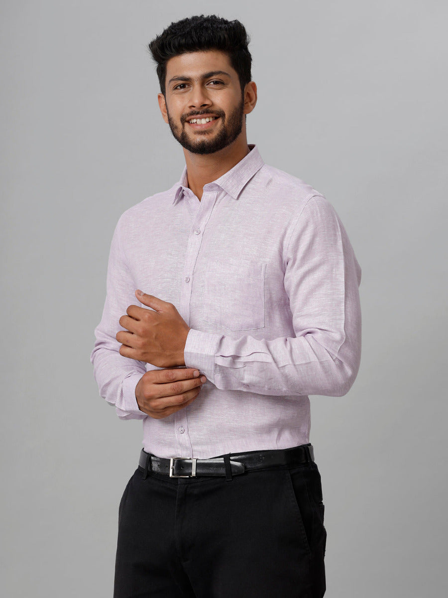 Mens Pure Linen Violet Shirt