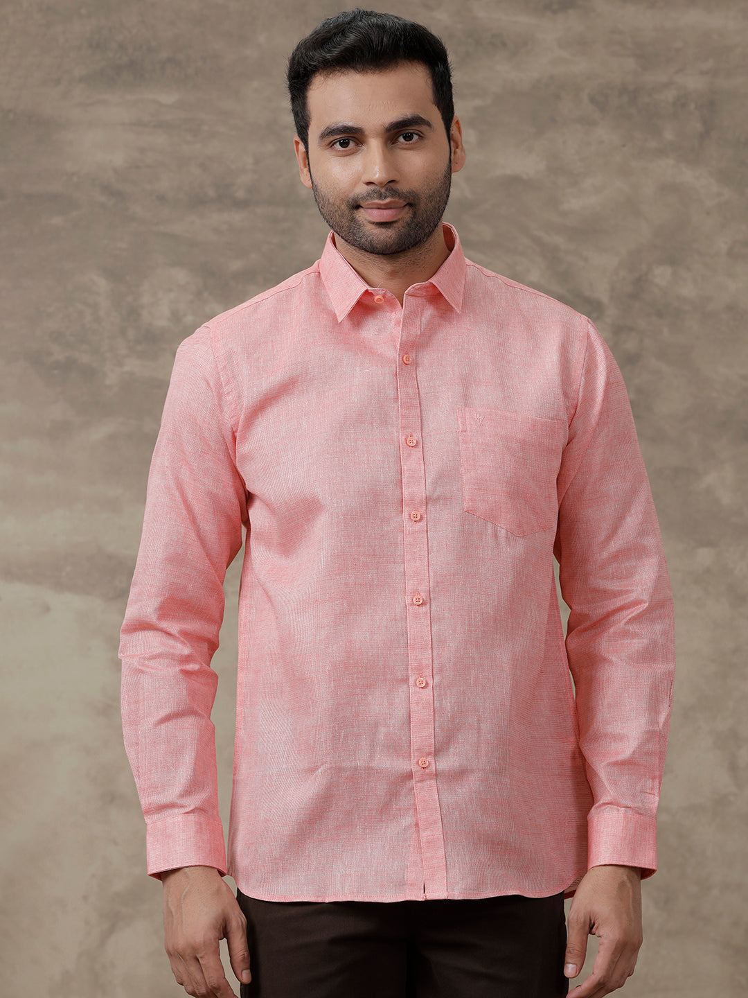 Men Cotton Blend Shirt Light Pink T3 CV11