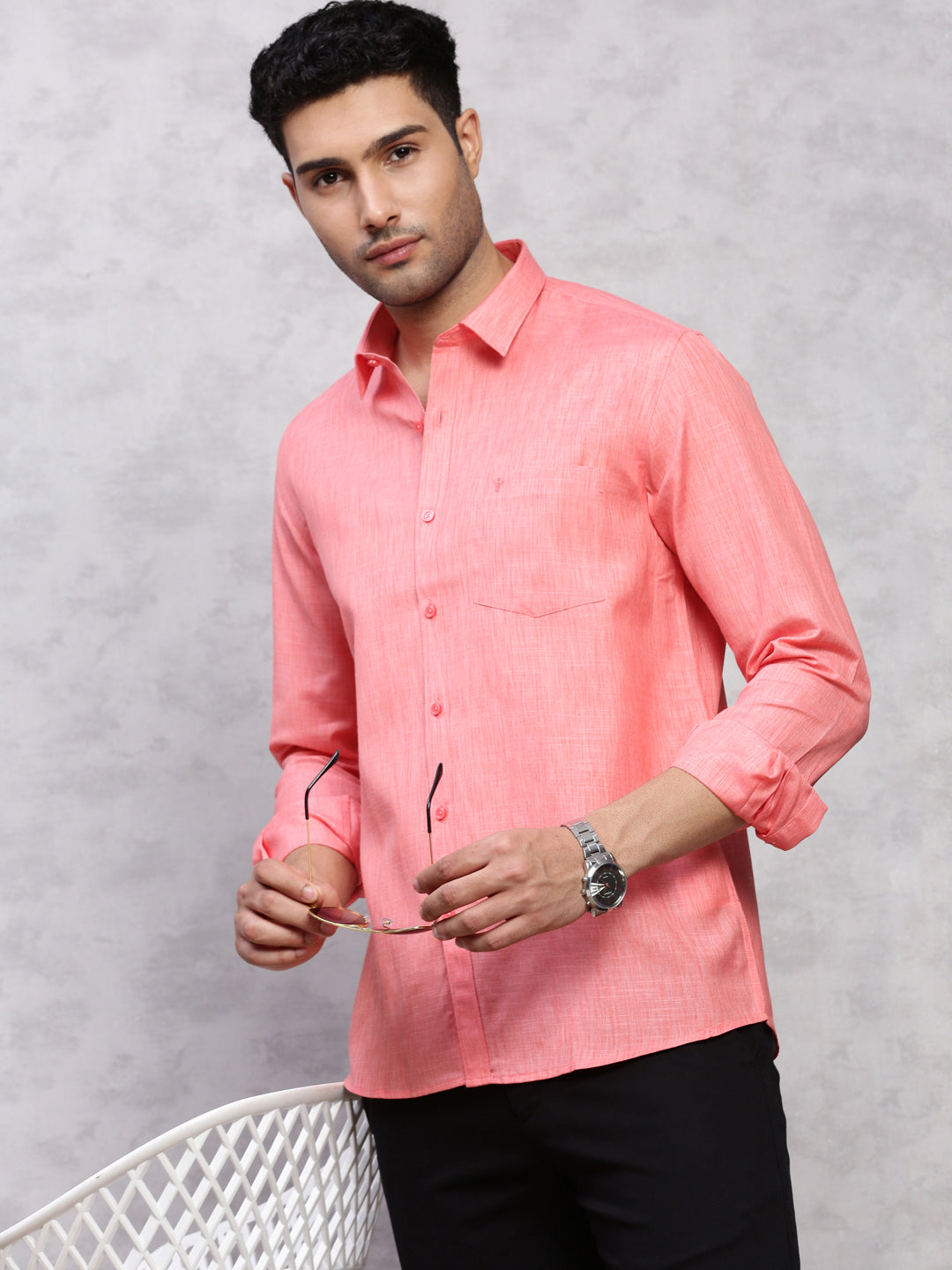 Men Cotton Rich Shirt Pink T12 CK5