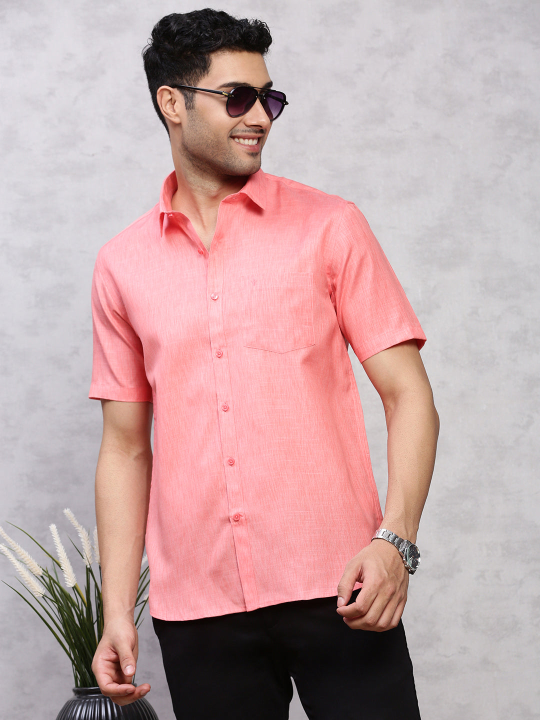 Men Cotton Rich Shirt Pink T12 CK5