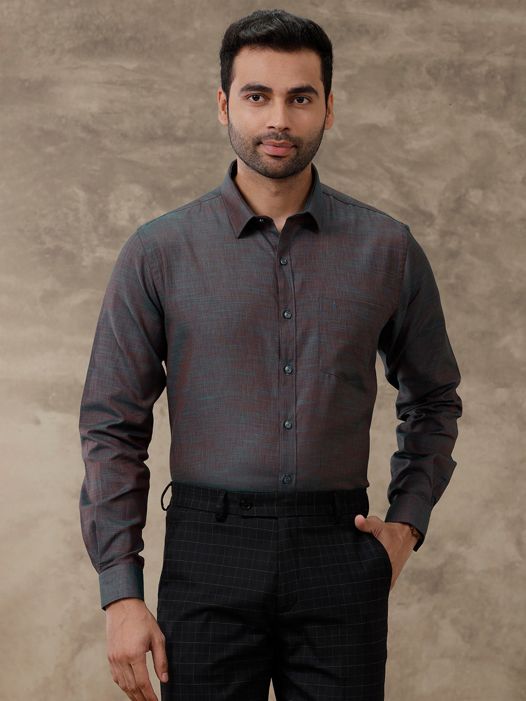 Men Cotton Rich Full Sleeves Shirt Grey T12 CK11