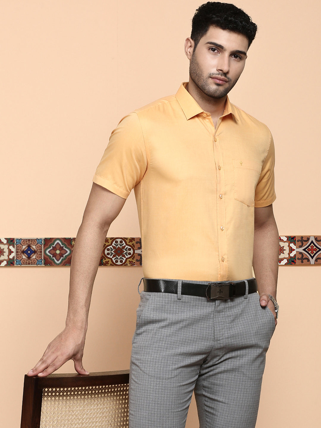 Men Premium Cotton Shirt Orange EL GP15