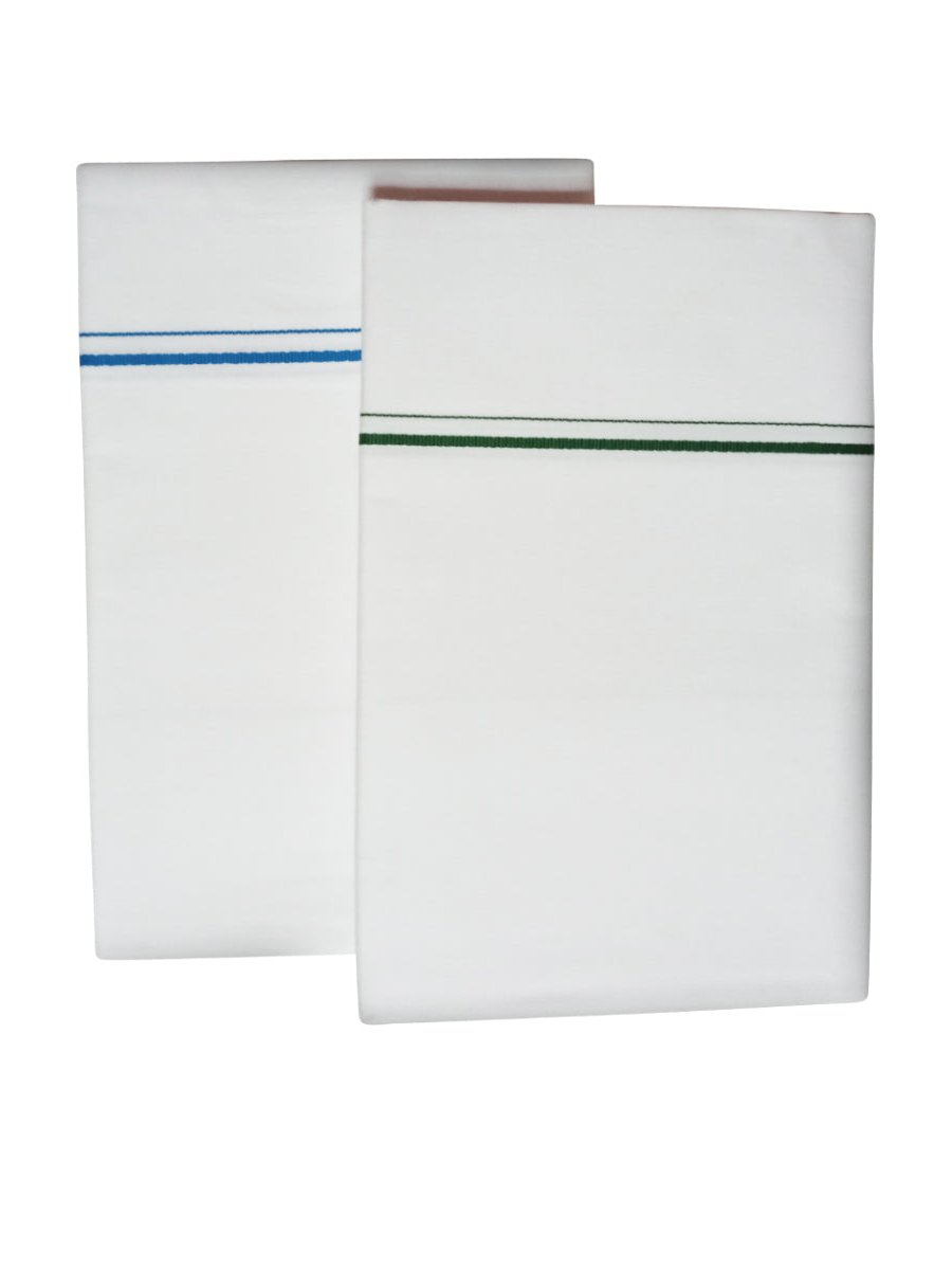 Mens White Dhoti with Small Border Rajaram (2 PCs Combo)-View one
