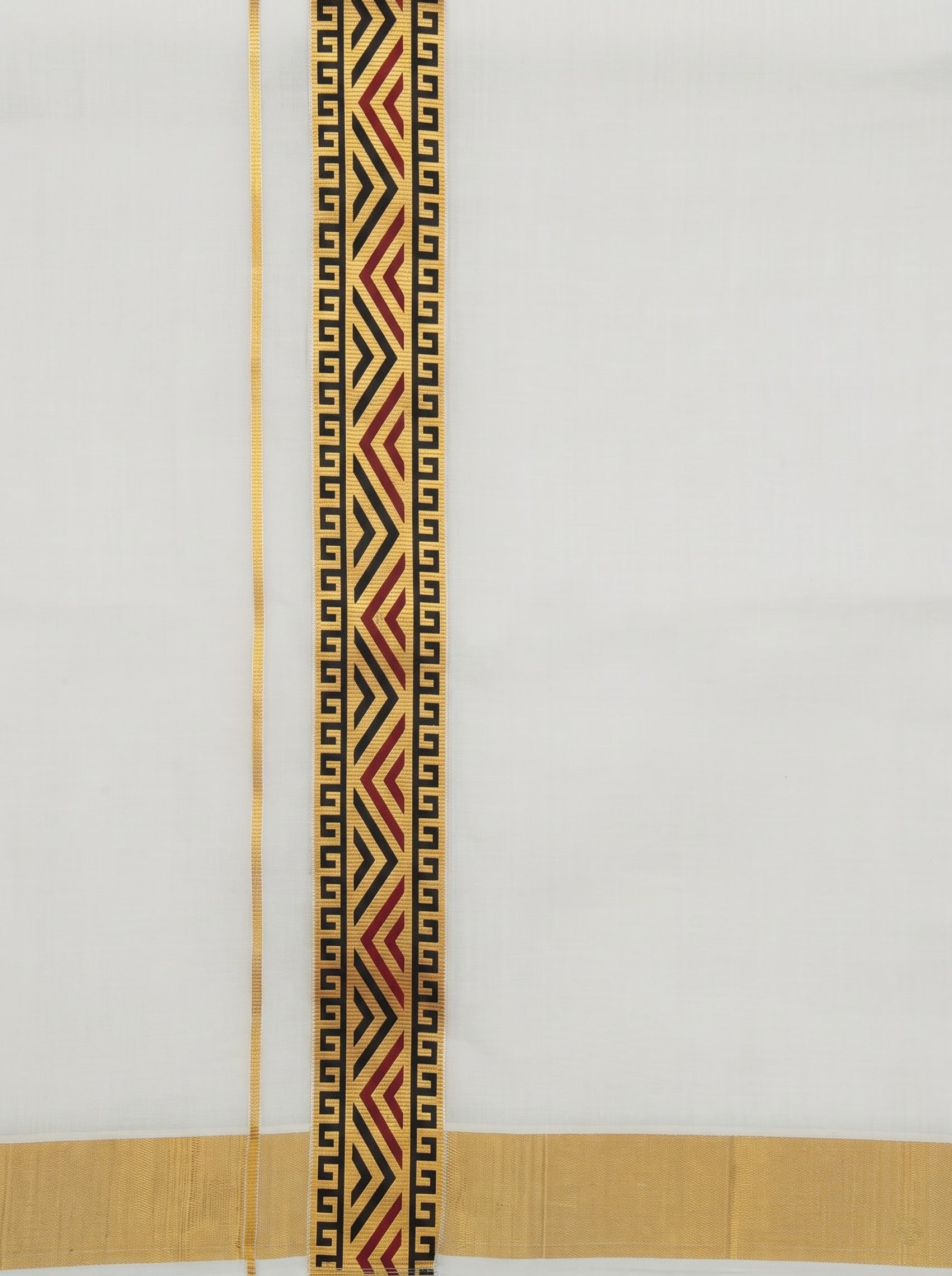 Double Layer Kora Cotton Cream Dhoti with Colour Border - HF Gold HFG04