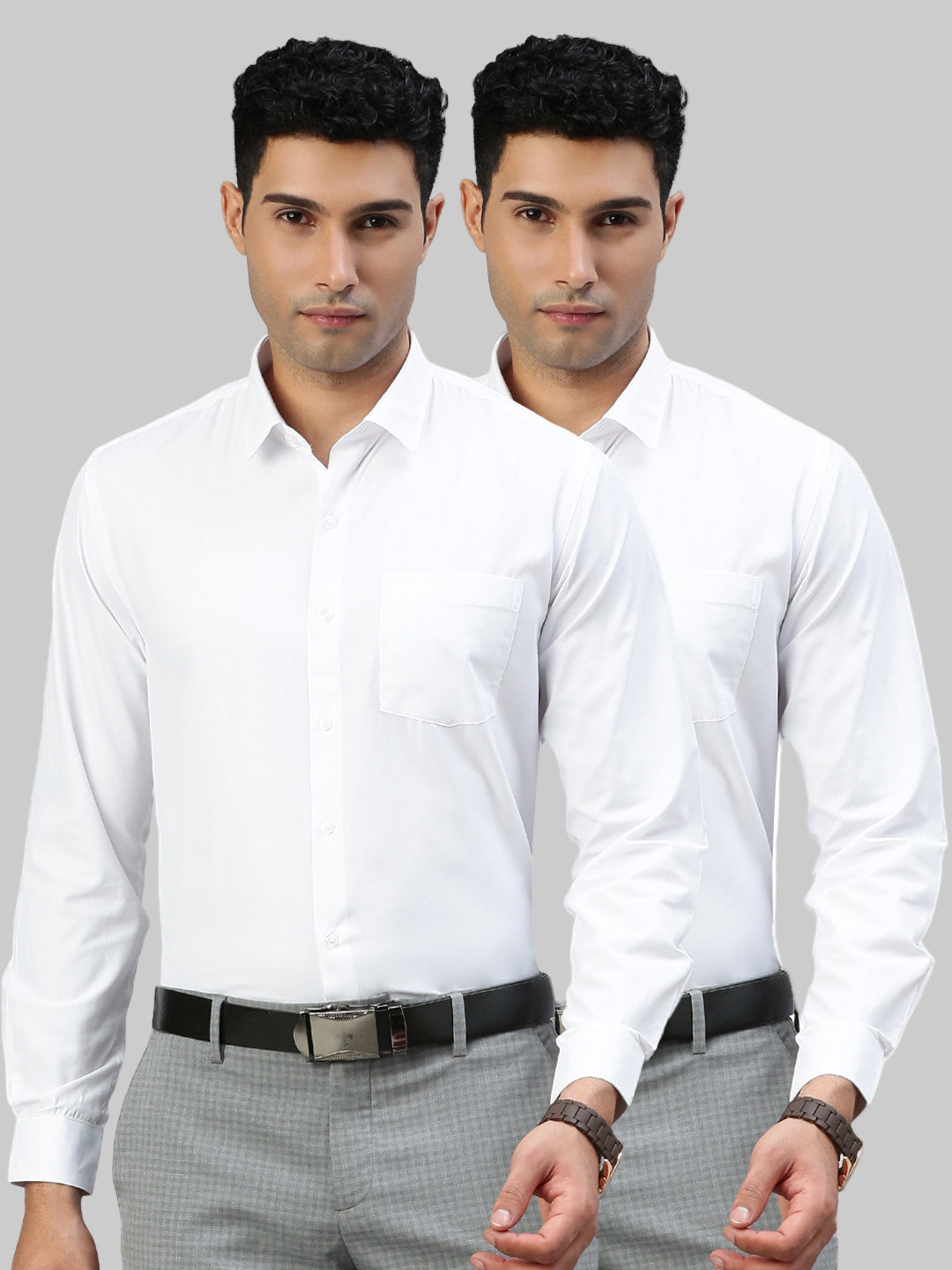 Men Formal White Shirt 2 Pcs Combo