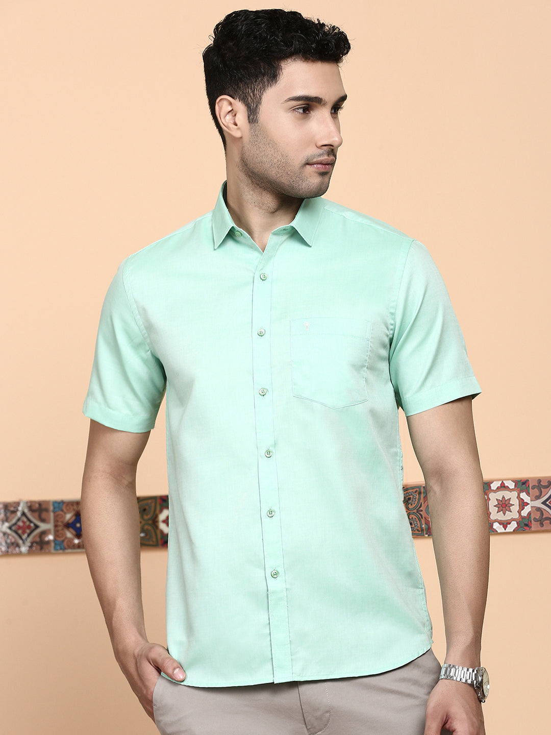 Men Premium Cotton Shirt Pale Cyan EL GP4