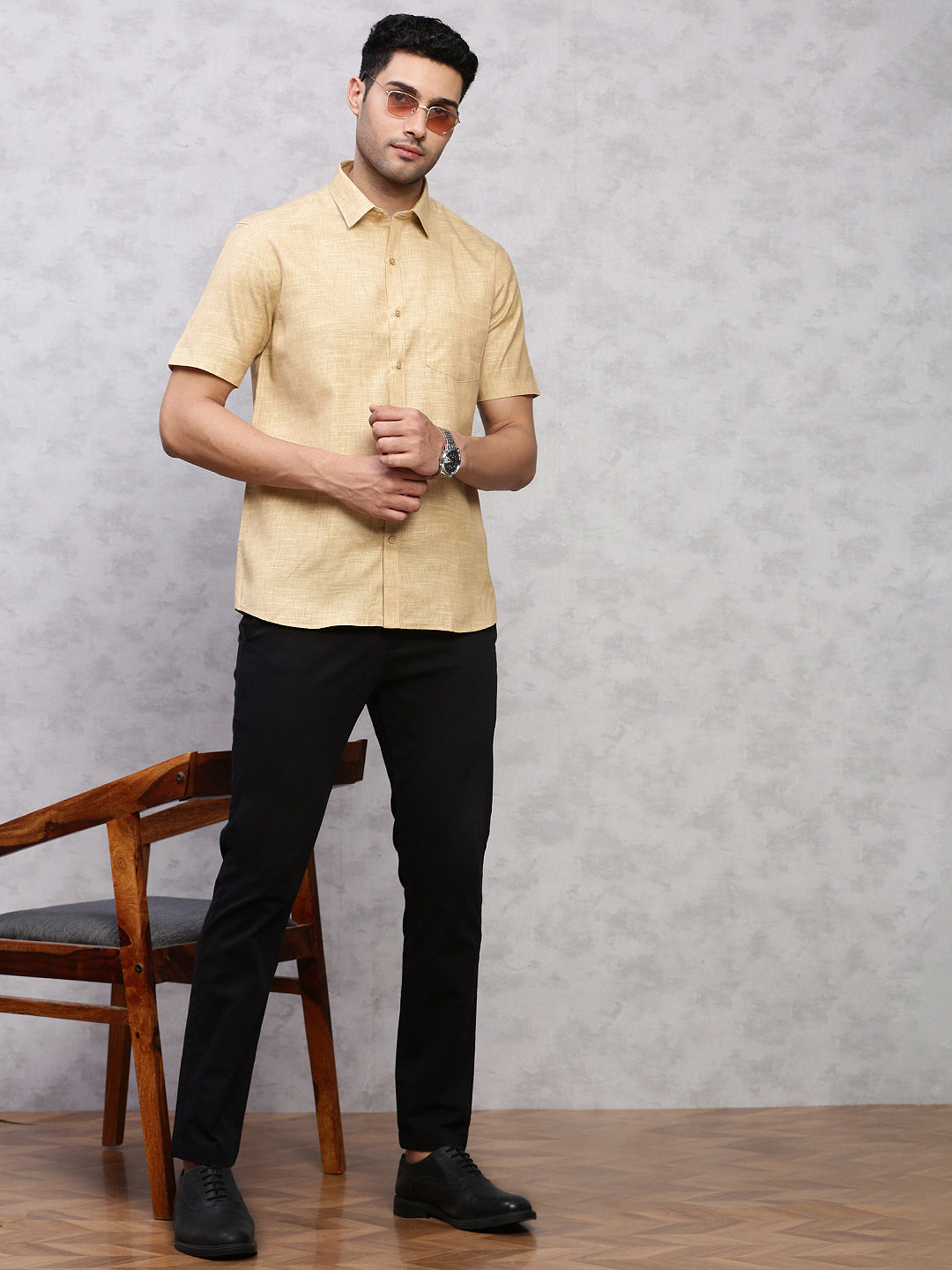Men Cotton Rich Shirt Dark Sandal T12 CK2