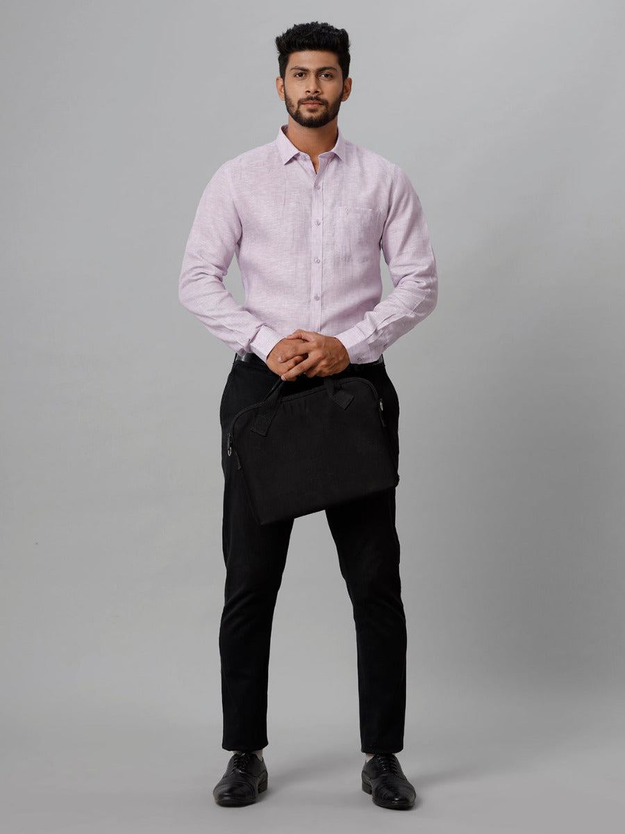 Mens Pure Linen Violet Shirt