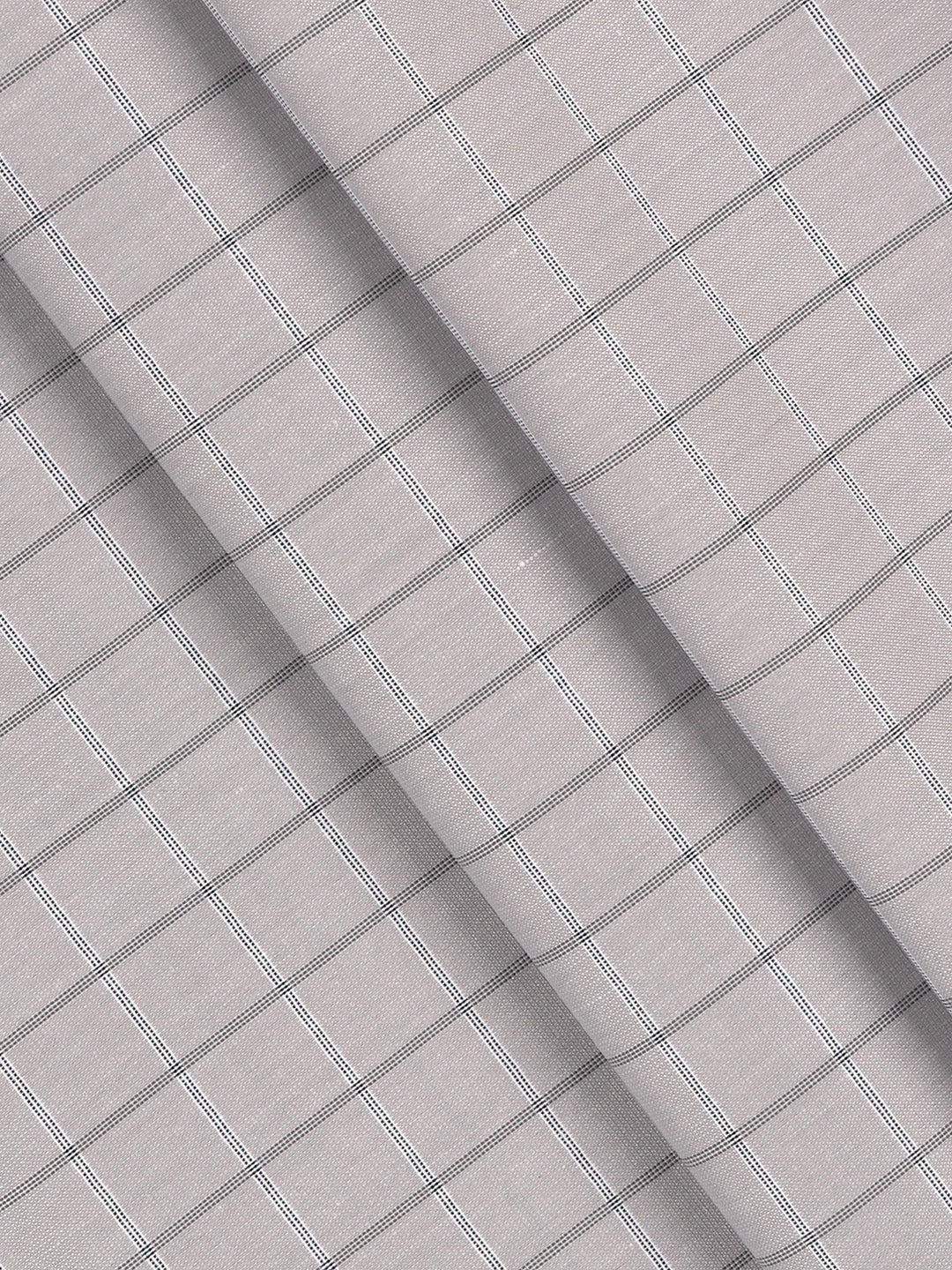 Cotton Rich Checked Grey Shirt Fabric Elight Gold