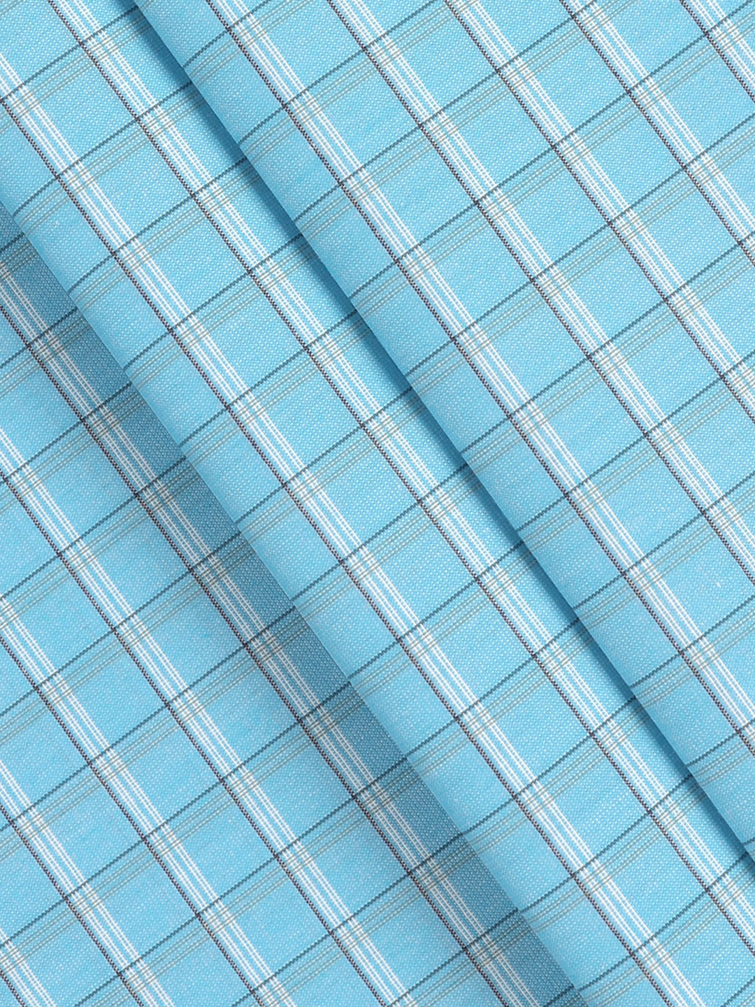 Men's Cotton Rich Checked Blue Shirt Fabric Elight Gold