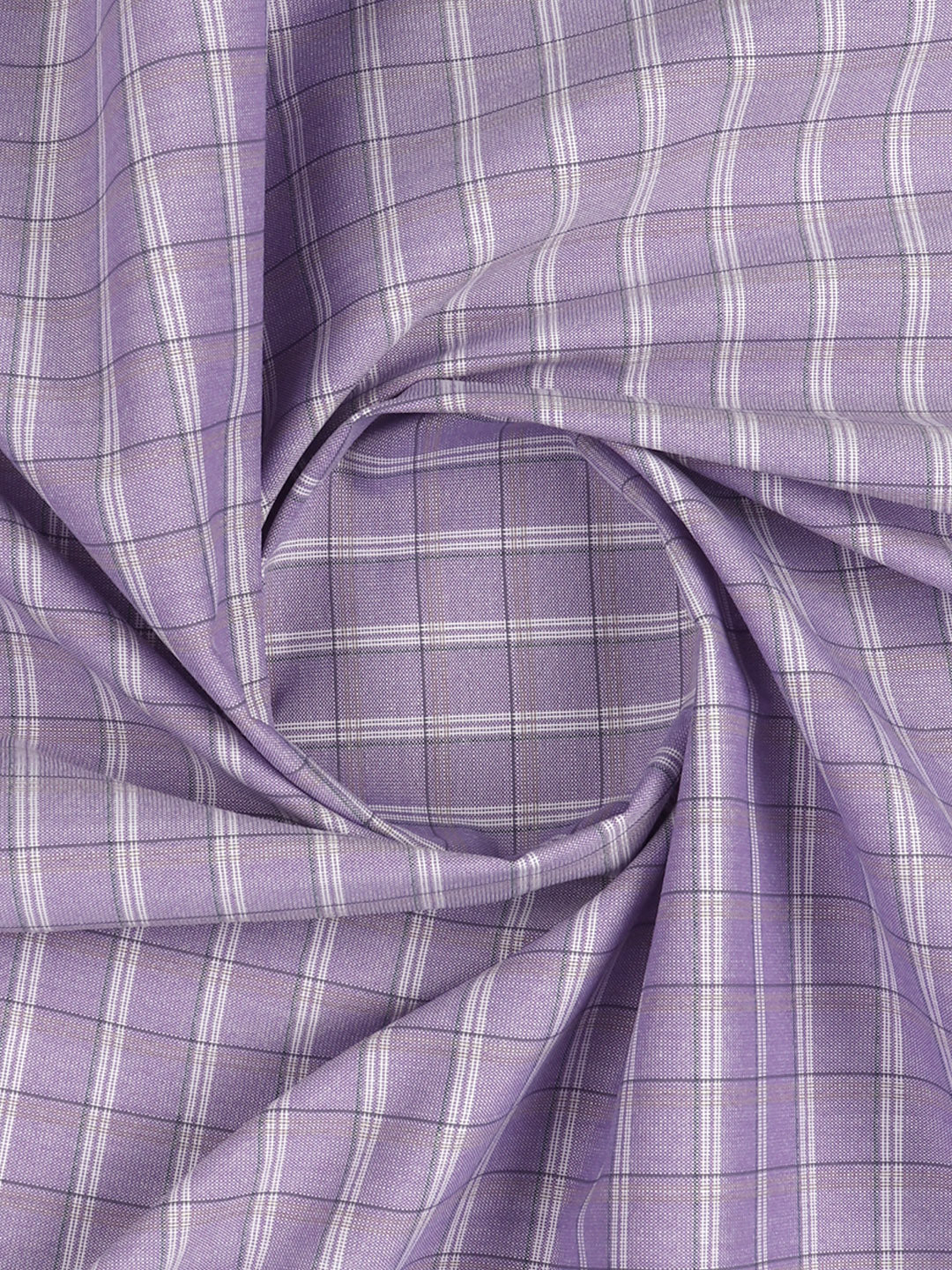 Cotton Rich Checked Lavender Shirt Fabric Elight Gold