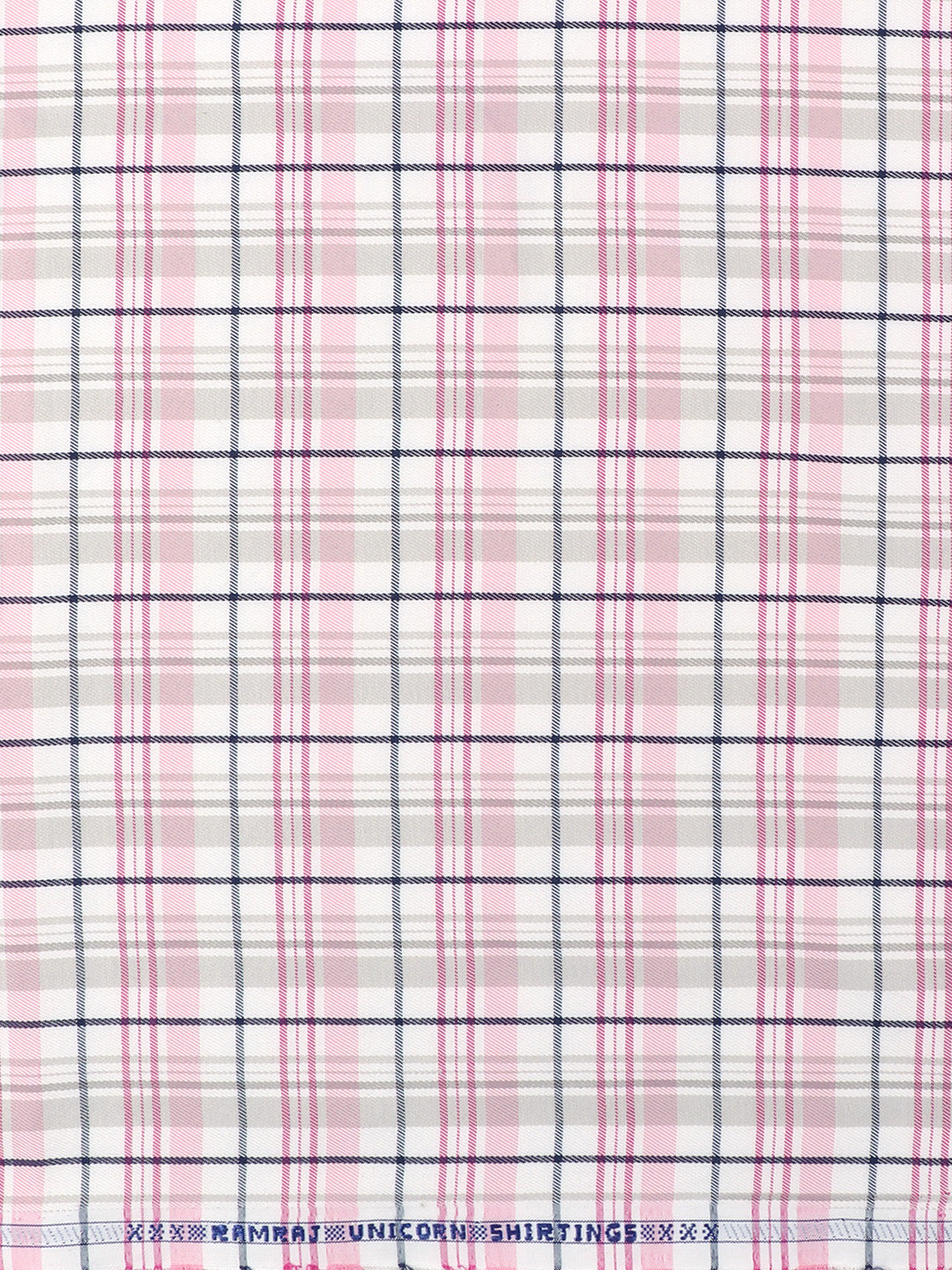 Cotton Rich Checked Pink with Navy Shirt Fabric Elight Gold