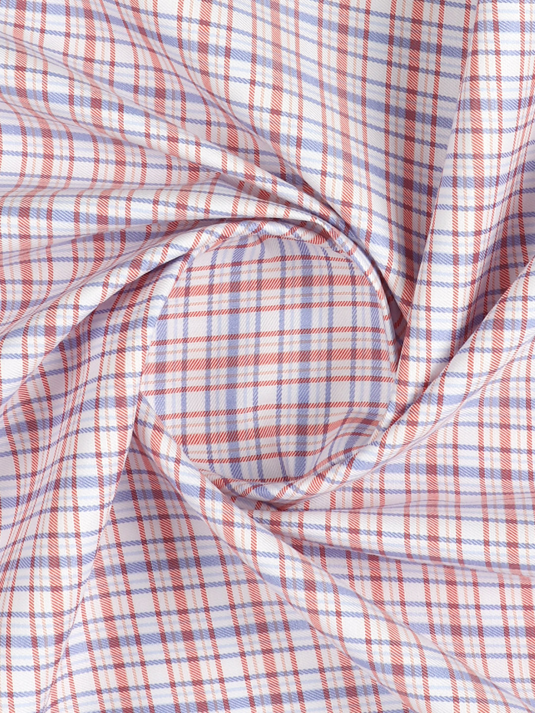 Cotton Rich Checked White with Orange Shirt Fabric Elight Gold