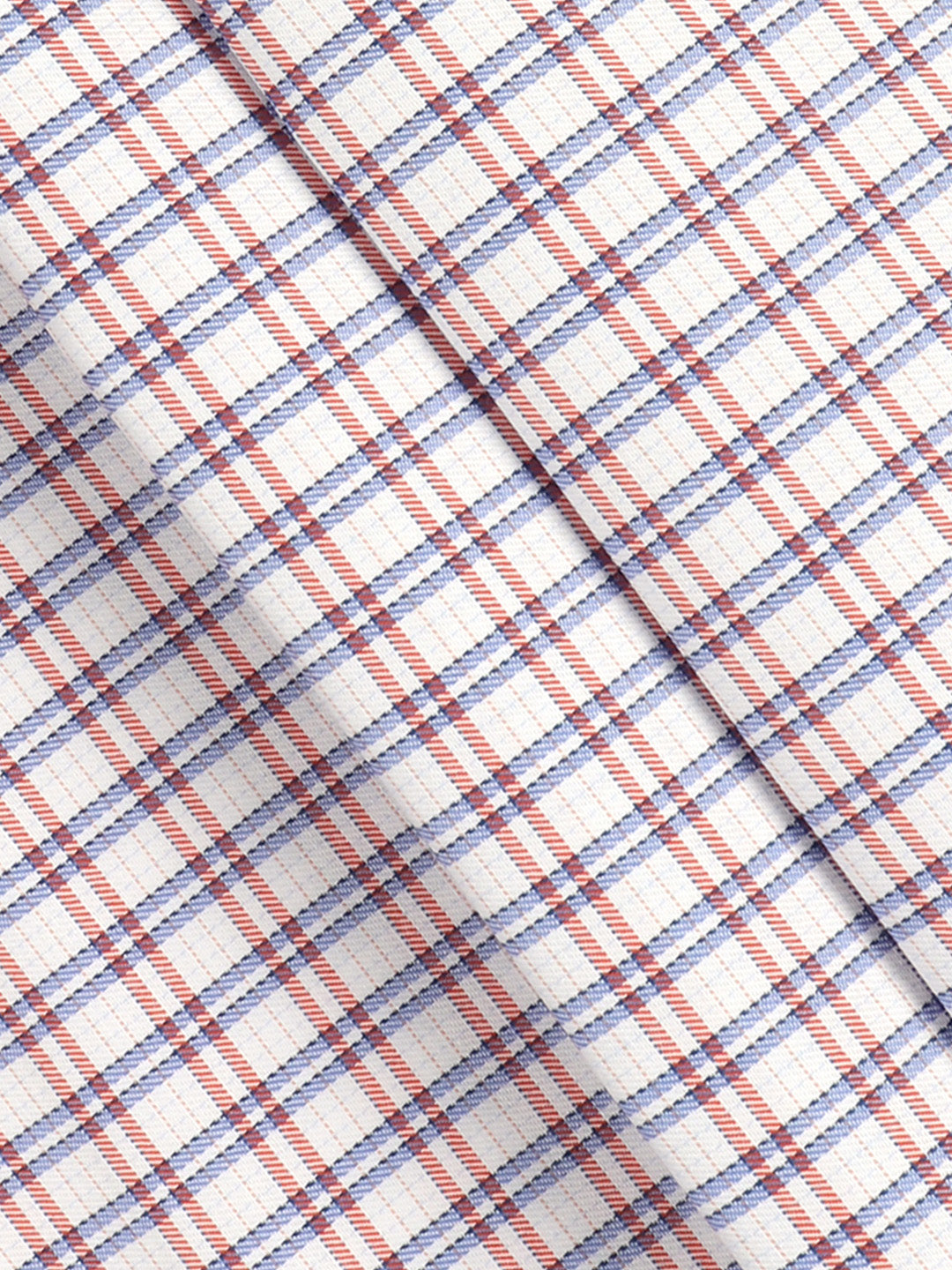 Men's Cotton Rich Checked White with Orange Shirt Fabric Elight Gold