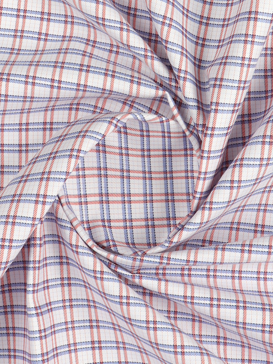 Cotton Rich Checked White with Orange Shirt Fabric Elight Gold
