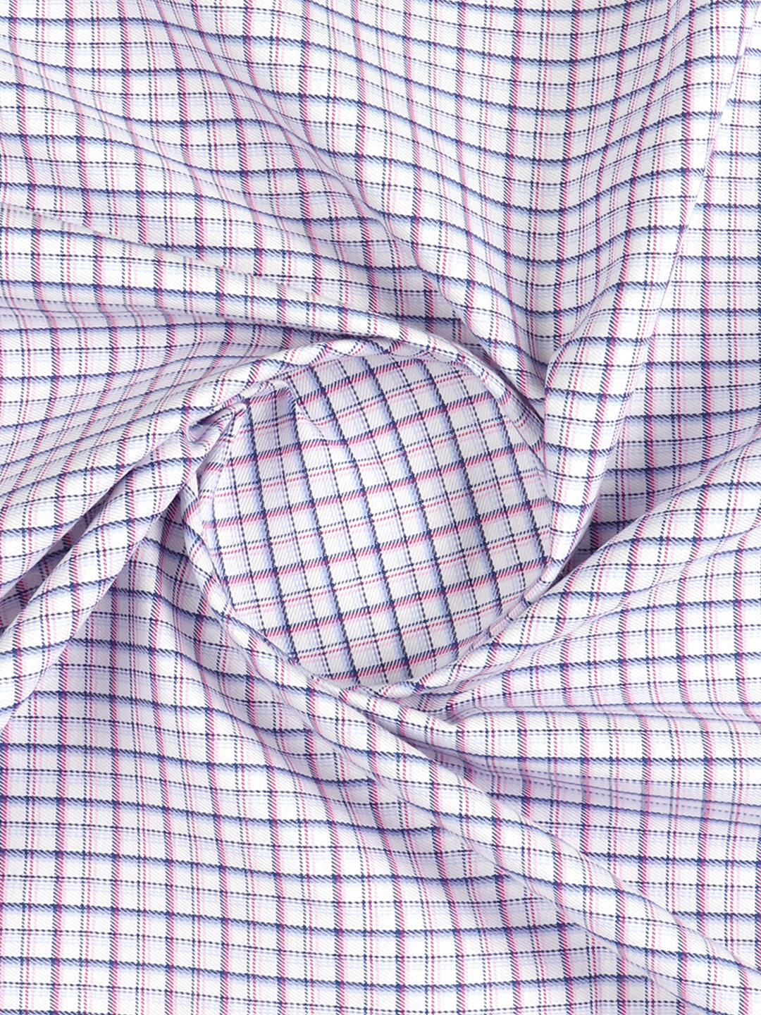 Cotton Rich Checked White with Pink Shirt Fabric Elight Gold